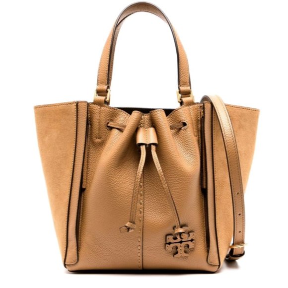 Tory Burch Handbags - Authentic Tory Burch McGraw Leather Drawstring Large Satchel In Tiramisu